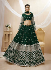 Elegant Georgette Lehenga Choli in Green
